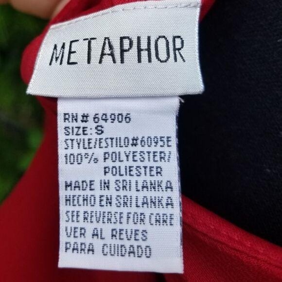 Metaphor Red Polyester Spaghetti Strap Cami Tank Top low back sexy casual Size S - Picture 2 of 3